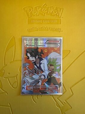 Professor Sycamore Pokémon Trainer Full Art Holo Card - Orange Background